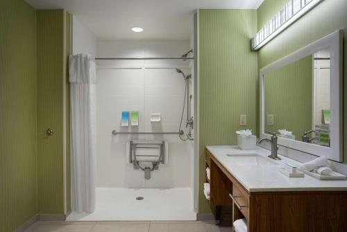 格林维尔格林维尔机场希尔顿欣庭套房酒店的带淋浴和盥洗盆的浴室