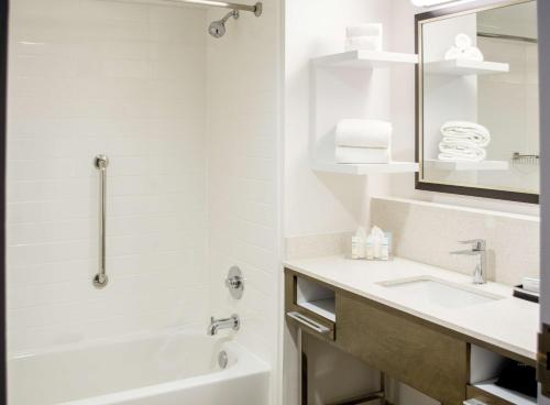 休斯顿休斯顿I-10州际公路西-能源走廊汉普顿酒店的带浴缸、水槽和镜子的浴室