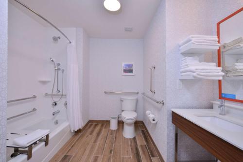 莱克维尔Hampton Inn Lakeville Minneapolis, Mn的白色的浴室设有卫生间和水槽。