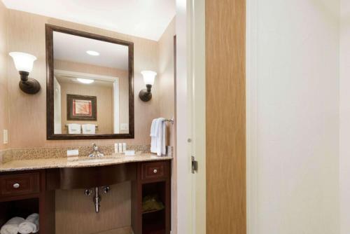 圣路易斯帕克明尼阿波里斯希尔顿惠庭套房酒店 - 西区圣路易斯帕克的一间带水槽和镜子的浴室