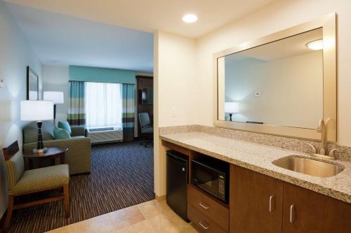 明尼通卡西明尼阿波利斯/明尼通卡汉普顿酒店的酒店客房设有水槽和镜子