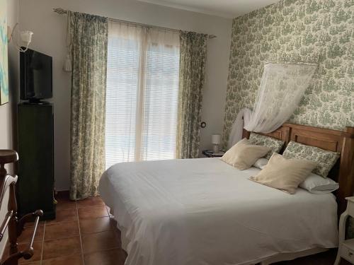 莫塔德尔库埃尔沃格隆德瑞纳斯度假屋的一间卧室配有一张床、一台电视和一个窗口