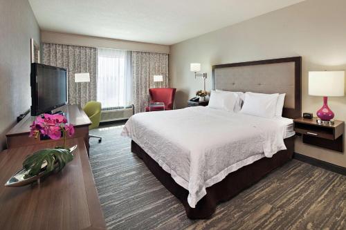 棕榈荒漠汉普顿棕榈沙漠套房酒店的配有一张床和一台平面电视的酒店客房