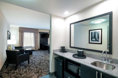罗阿诺罗厄诺克机场/谷景购物中心汉普顿套房酒店的酒店客房设有水槽和镜子