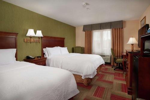 罗斯威尔罗斯维尔汉普顿套房酒店的酒店客房设有两张床和窗户。
