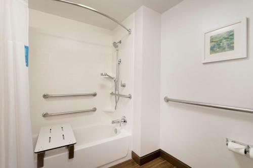 塔拉哈西汉普顿酒店及套房塔拉哈西I-10托马斯维尔路的一间带卫生间和长凳的浴室