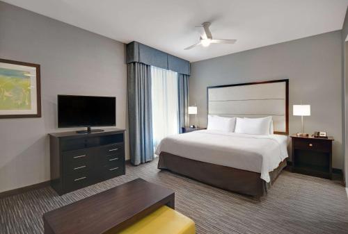 汉密尔顿汉密尔顿希尔顿惠庭套房酒店，新泽西的配有一张床和一台平面电视的酒店客房