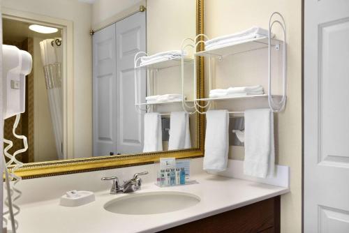 沃里克普罗维登斯汉普顿酒店 - 沃威克机场的一间带水槽和镜子的浴室