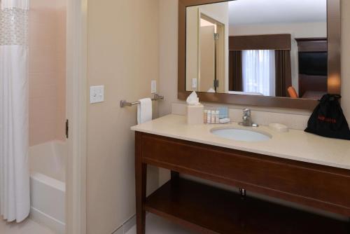 奥卡拉汉普顿酒店及套房 - 奥卡拉的浴室配有盥洗盆、镜子和浴缸