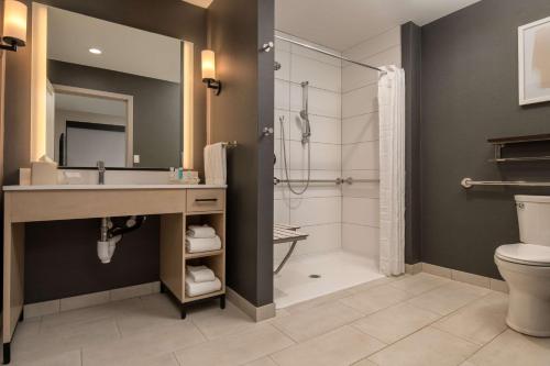 贝尔蒙Homewood Suites By Hilton Belmont的一间带水槽和淋浴的浴室
