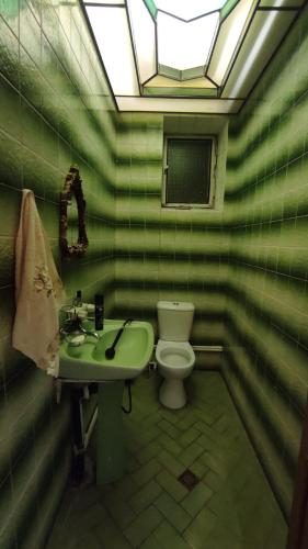 GavarrГаварский уют的绿色浴室设有卫生间和水槽