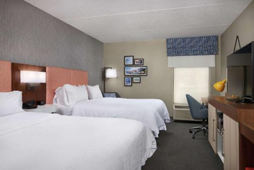 尼亚加拉瀑布尼亚加拉瀑布汉普顿酒店的酒店客房设有两张床和一台平面电视。
