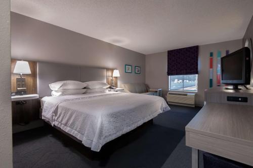 东温莎易斯特温莎希尔顿恒庭酒店的配有一张床和一台平面电视的酒店客房
