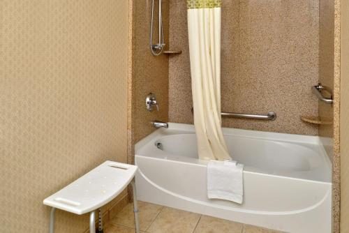 默里迪恩博伊西子午线汉普顿套房旅馆的带浴缸和卫生间的浴室。