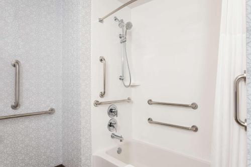 Millstadt Junction哥伦比亚圣路易斯汉普顿酒店的带淋浴和盥洗盆的浴室