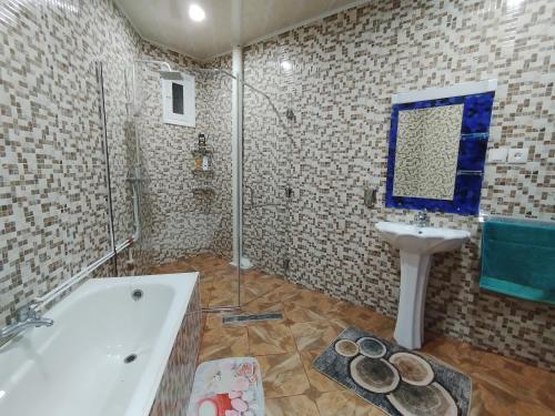 特莱姆森Appartement à louer à Tlemcen的带浴缸、水槽和淋浴的浴室