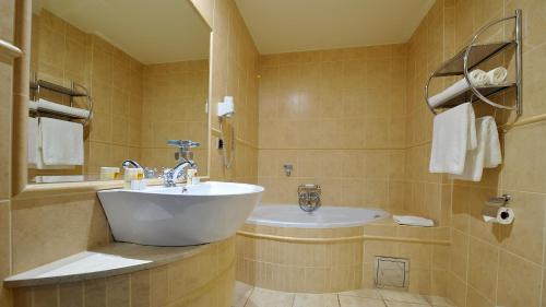 霍茹夫卡托维兹 - 霍茹夫贝拉诺塔钻石酒店的浴室配有白色水槽和浴缸。