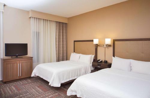 瓦尔多斯塔瓦尔多斯塔/会议中心汉普顿旅馆及套房酒店的酒店客房设有两张床和一台平面电视。