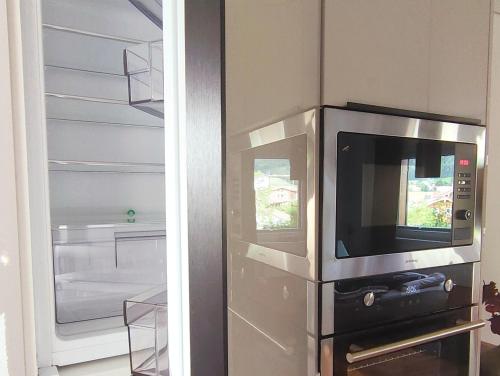 因泽尔Ferienwohnung Werner的厨房配有微波炉和冰箱。