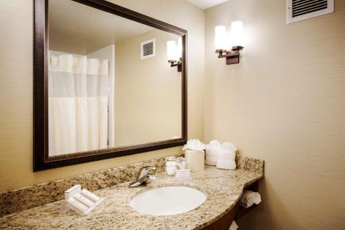 奥罗拉丹佛机场希尔顿花园酒店的一间带水槽和镜子的浴室