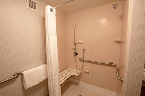 州学院州立大学希尔顿花园旅馆的带淋浴和卫生间的小浴室