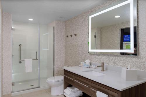 佩吉Home2 Suites By Hilton Page Lake Powell的一间带水槽、卫生间和镜子的浴室
