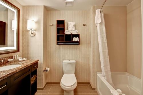 帕罗奥多帕洛阿尔托希尔顿惠庭套房酒店的浴室配有卫生间、浴缸和水槽。