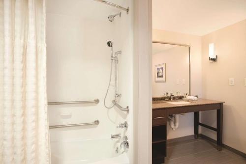 夏洛茨维尔夏洛茨维尔希尔顿惠庭套房酒店的带淋浴和盥洗盆的浴室