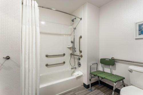 奥克兰Hampton Inn Oakland Downtown-City Center的带淋浴和卫生间的浴室