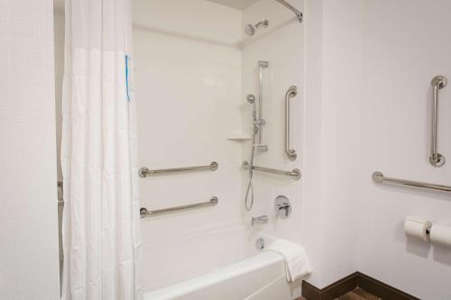 圣乔治Hampton Inn & Suites St. George的带淋浴、浴缸和卫生间的浴室