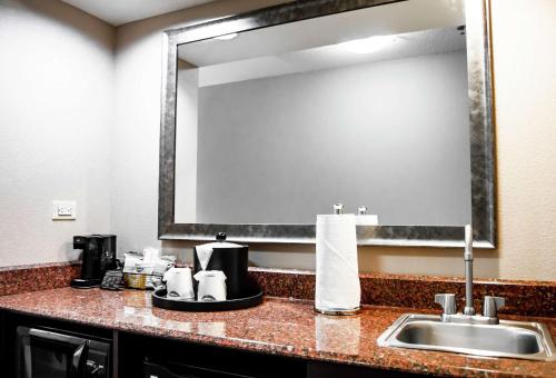 里士满里士满葛兰赛德汉普顿套房酒店的一间带水槽和大镜子的浴室