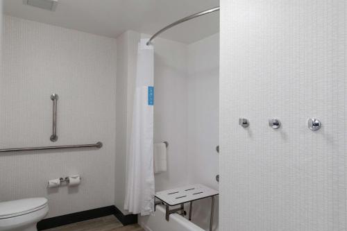 黑山Hampton Inn Black Mountain的白色的浴室设有卫生间和淋浴。