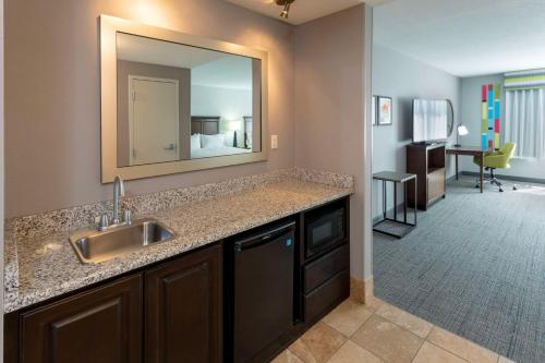 沙科皮明尼阿波利斯汉普顿酒店/沙科皮的一间带水槽和镜子的浴室