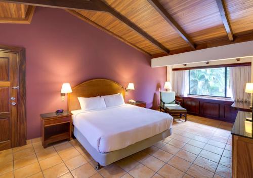 圣何塞Hilton Cariari DoubleTree San Jose - Costa Rica的一间卧室设有一张大床和一个窗户。