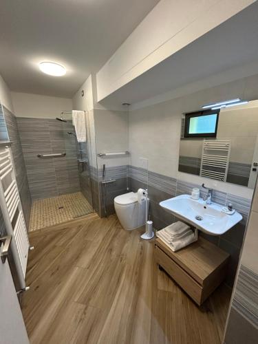 杰莫纳德尔夫留利B&B Rio Rai的一间带水槽、淋浴和卫生间的浴室