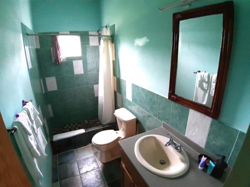 Freemans兰波林假日公寓的一间带水槽、卫生间和镜子的浴室