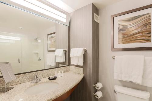 坎贝尔圣何塞坎贝尔万怡酒店的一间带水槽和镜子的浴室