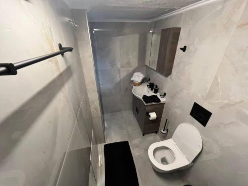 亚历山德鲁波利斯Cozy Studio in ALexandroupolis的一间带卫生间和水槽的浴室
