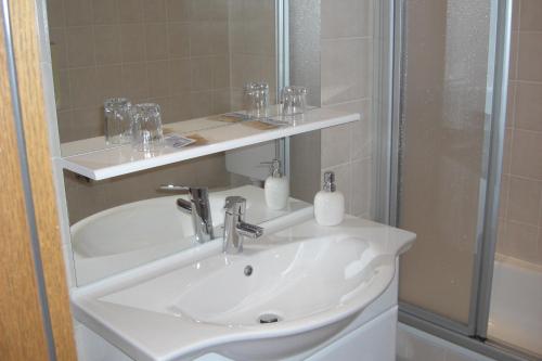 索林根霍尔舍酒店的一间带水槽和淋浴的浴室