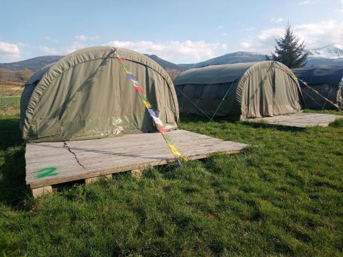 卡尔帕奇Camp66的草原上两个木板的帐篷