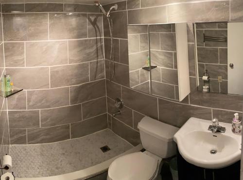 布兰普顿Fresh Private Apartment Lower level- 2 beds的一间带卫生间和水槽的浴室