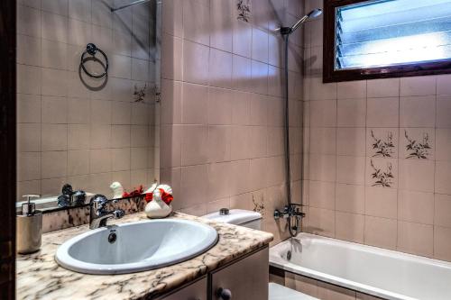 圣霍安-莱斯丰特斯Mas Espuña Turisme Entorn Rural的浴室配有盥洗盆和浴缸。