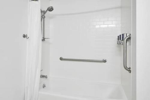 Buffalo Grove比弗洛格罗夫福朋喜来登酒店的带淋浴的浴室和玻璃门