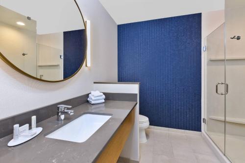 弗洛伦斯Fairfield Inn & Suites by Marriott Cincinnati Airport South/Florence的一间带水槽和镜子的浴室
