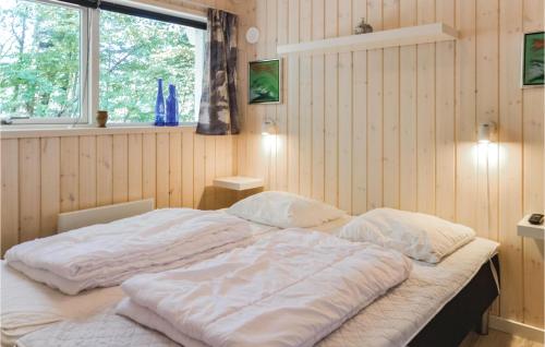 埃斯比约3 Bedroom Nice Home In Esbjerg V的窗户客房内的一张大床