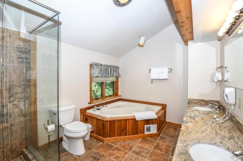 麦克亨利Slip Away Chalet的带浴缸、卫生间和盥洗盆的浴室