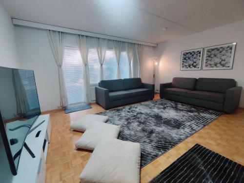 图尔库Beautiful Spacious Cozy Home的客厅配有沙发和桌子