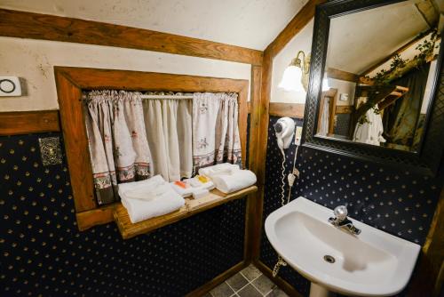 大熊湖城堡木质主题小屋 - 仅限夫妇的一间带水槽和镜子的浴室