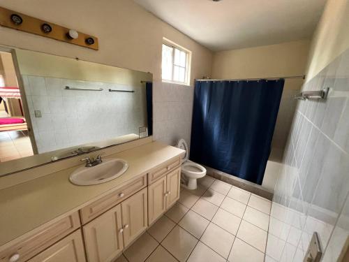 马那瓜SAM TRAVEL的一间带水槽、卫生间和镜子的浴室