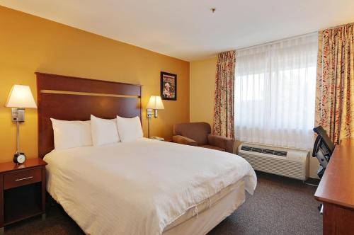 西雅图西雅图乔治城酒店的一间设有大床和窗户的酒店客房